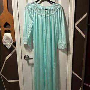 Gildan Vintage Light Blue Lace Trim Robe